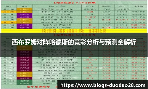 西布罗姆对阵哈德斯的竞彩分析与预测全解析